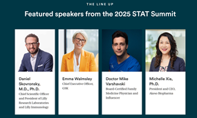 夏瑜博士入选国际著名媒体《STAT》“2025全球领军人物”榜，并在STAT全球峰会发表演讲